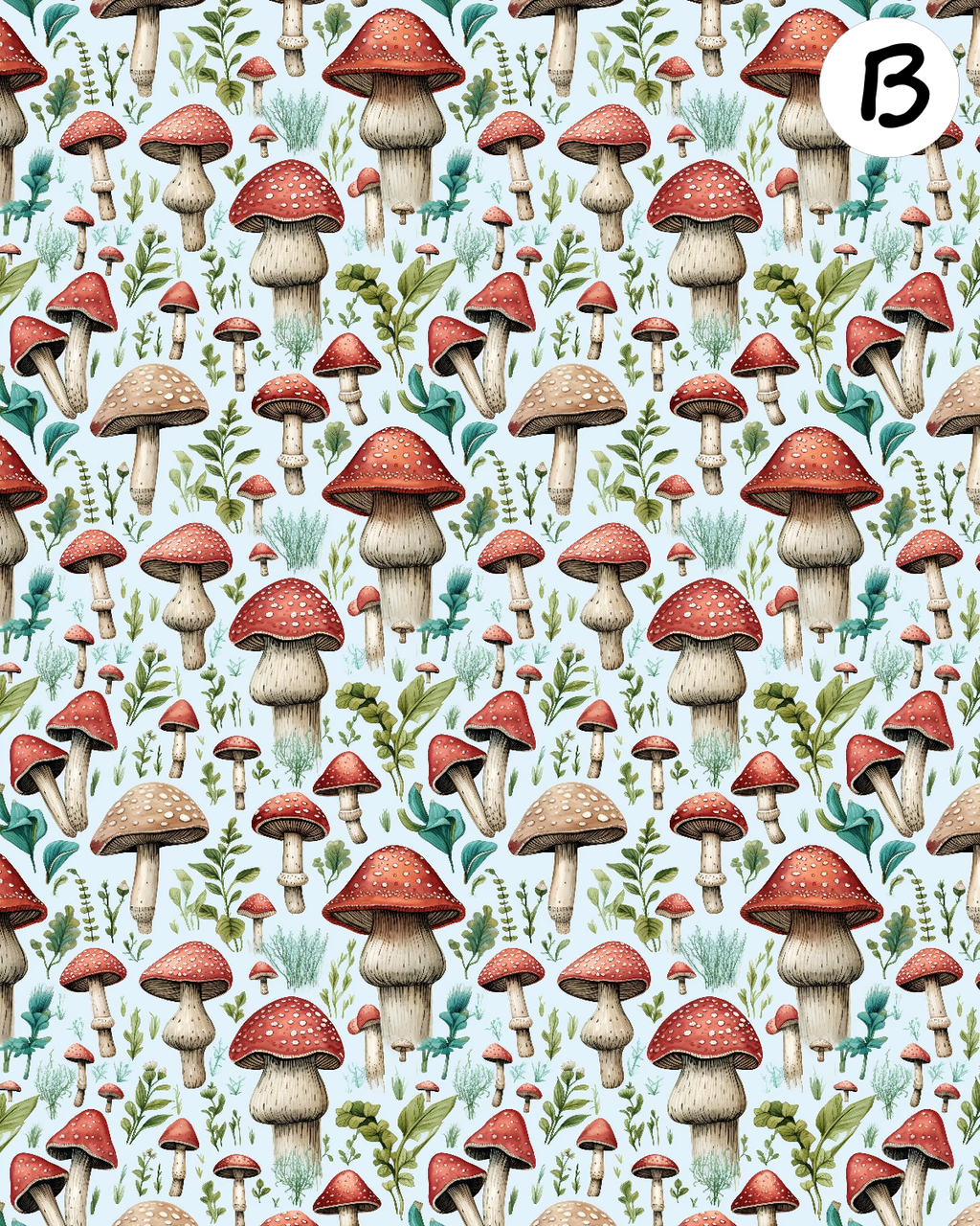 Watercolor mushrooms clay transfer sheet D886