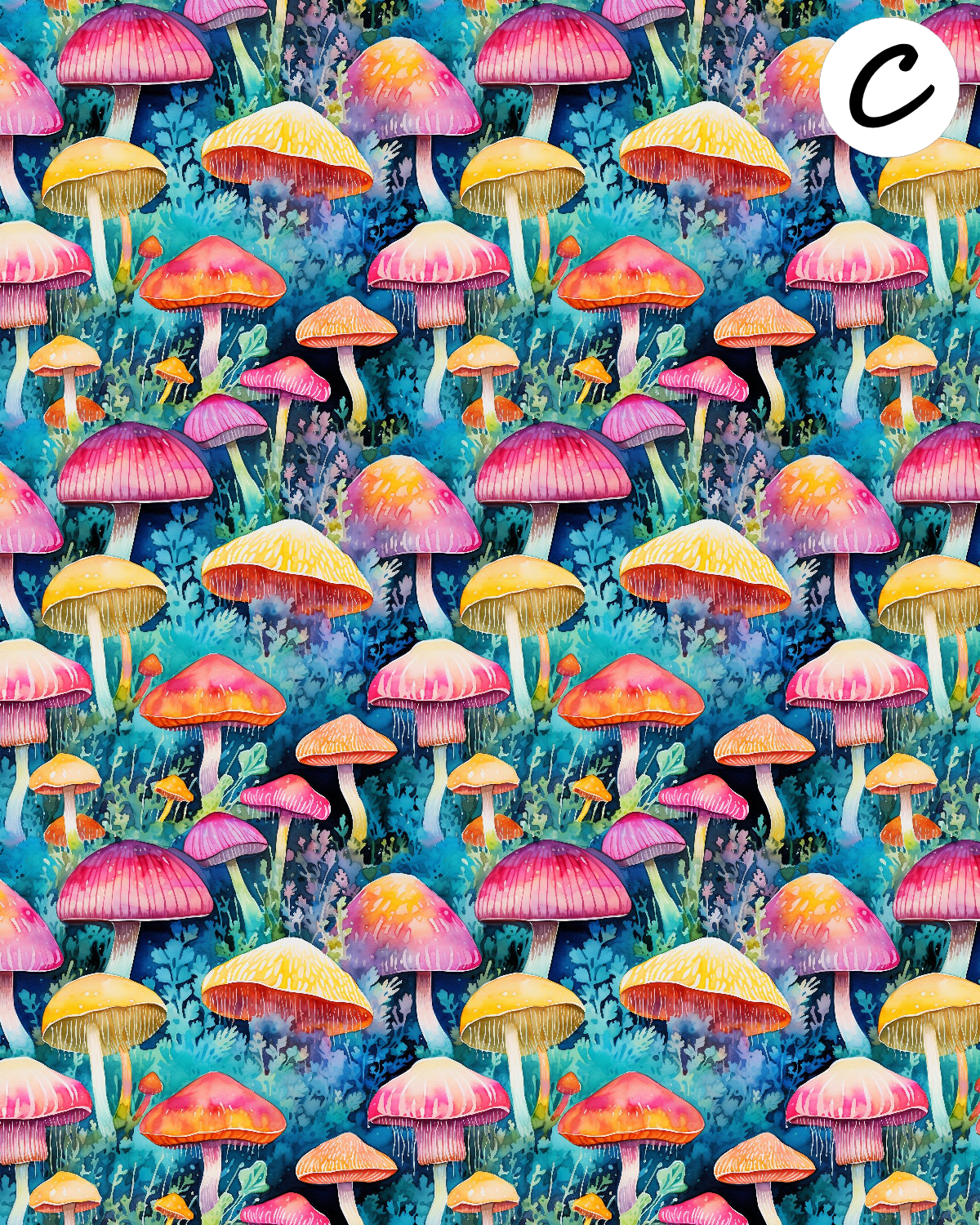 Watercolor mushrooms clay transfer sheet D886