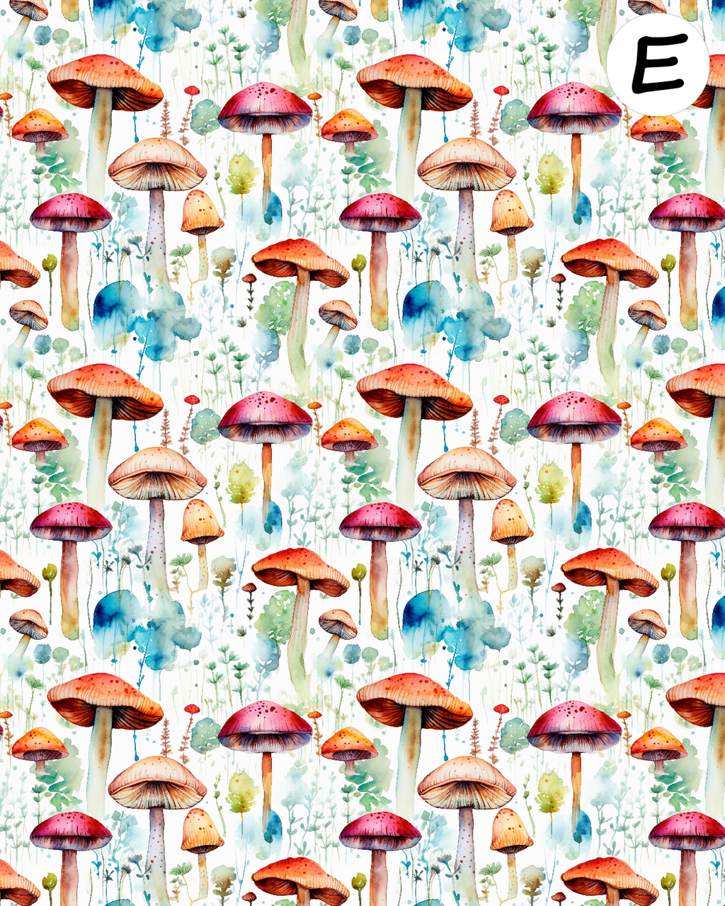Watercolor mushrooms clay transfer sheet D886