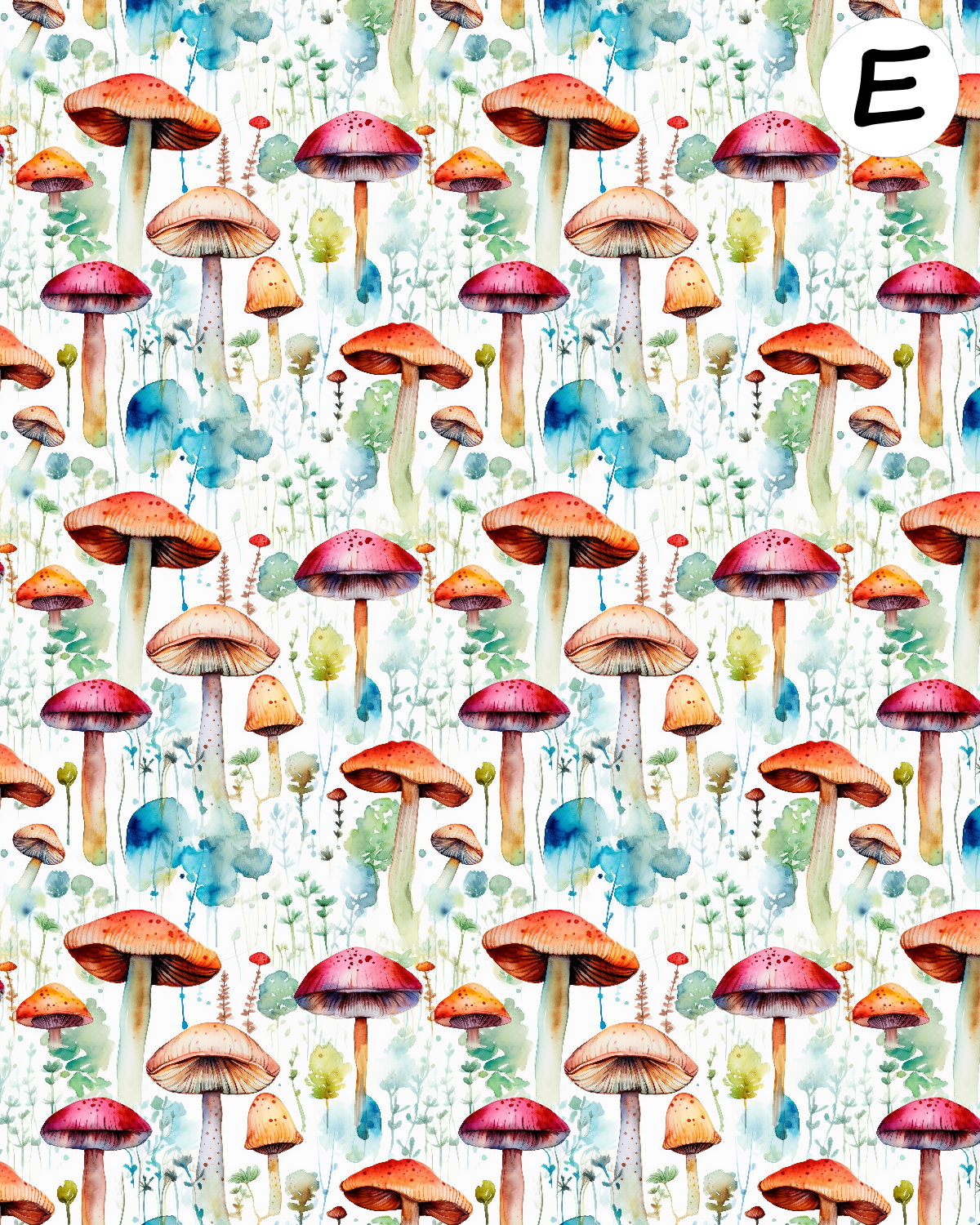 Watercolor mushrooms clay transfer sheet D886