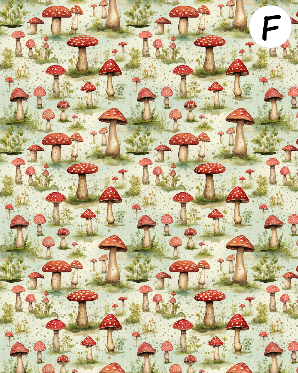 Watercolor mushrooms clay transfer sheet D886