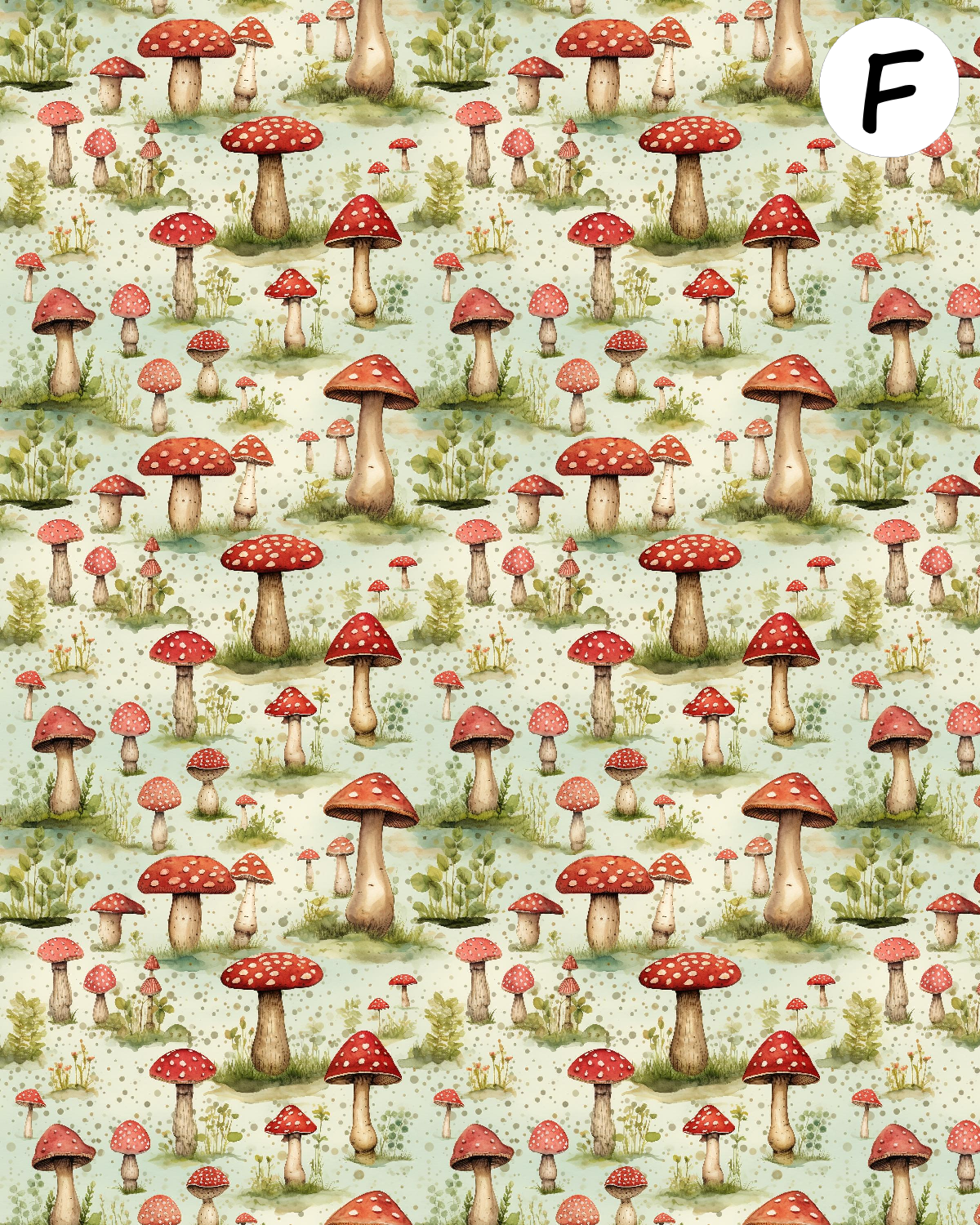 Watercolor mushrooms clay transfer sheet D886