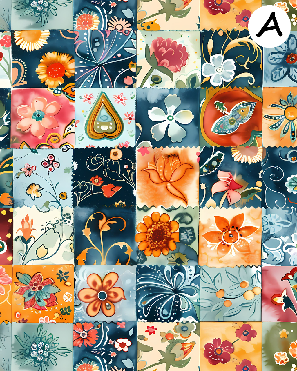 Floral Patchwork Polymer Clay Transfer Sheets | D887