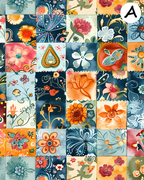 Floral Patchwork Polymer Clay Transfer Sheets | D887