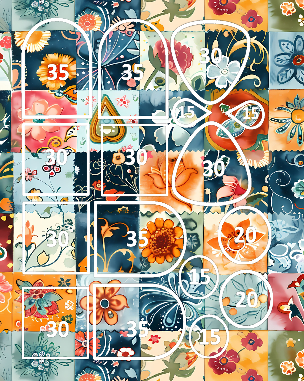 Floral Patchwork Polymer Clay Transfer Sheets | D887