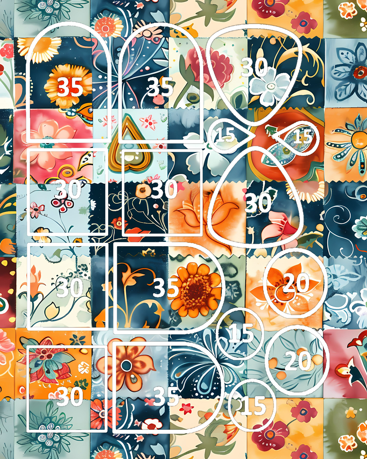 Floral Patchwork Polymer Clay Transfer Sheets | D887