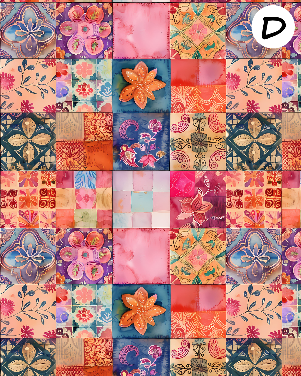 Floral Patchwork Polymer Clay Transfer Sheets | D887