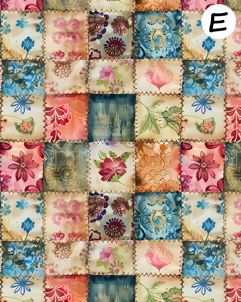 Floral Patchwork Polymer Clay Transfer Sheets | D887