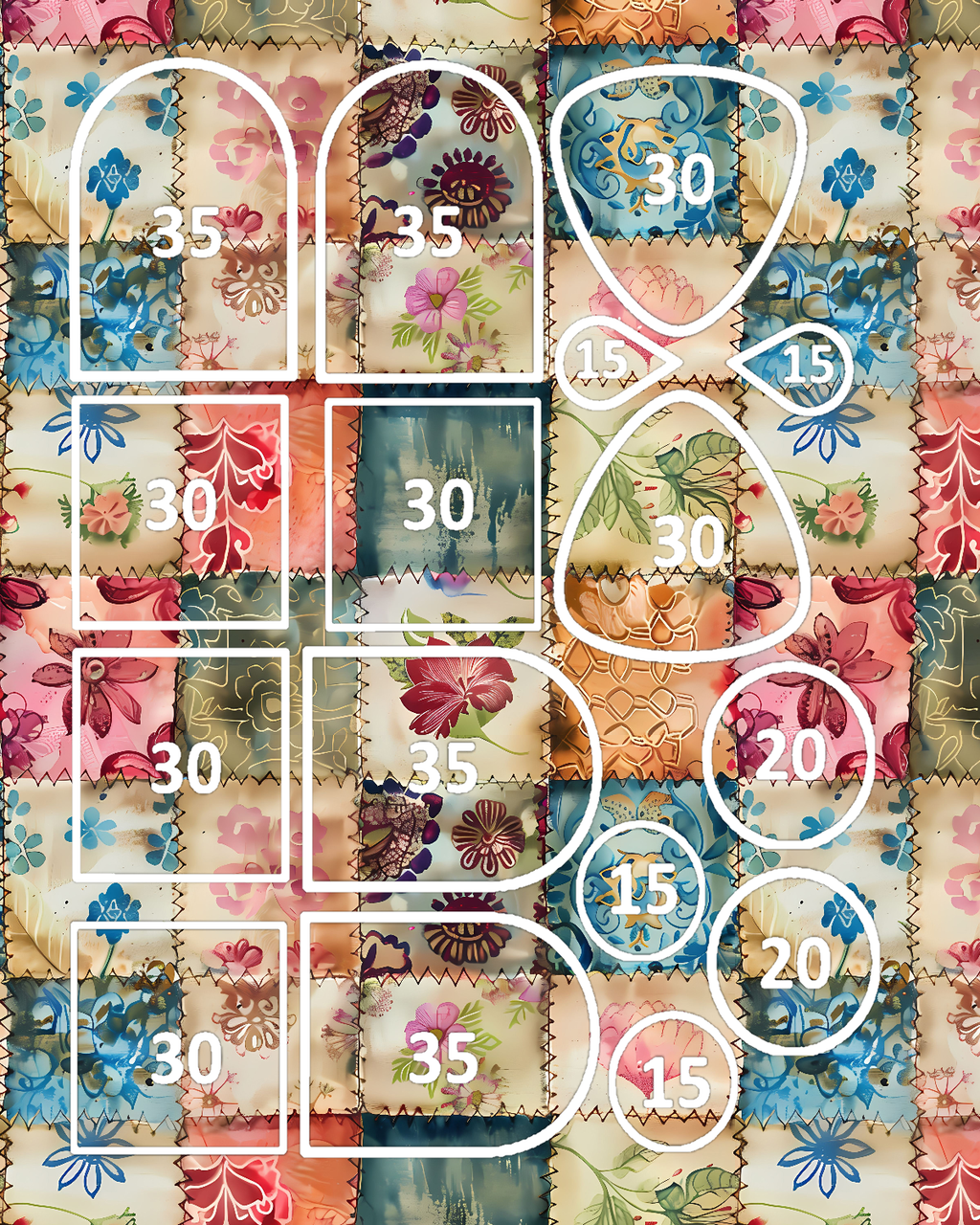 Floral Patchwork Polymer Clay Transfer Sheets | D887