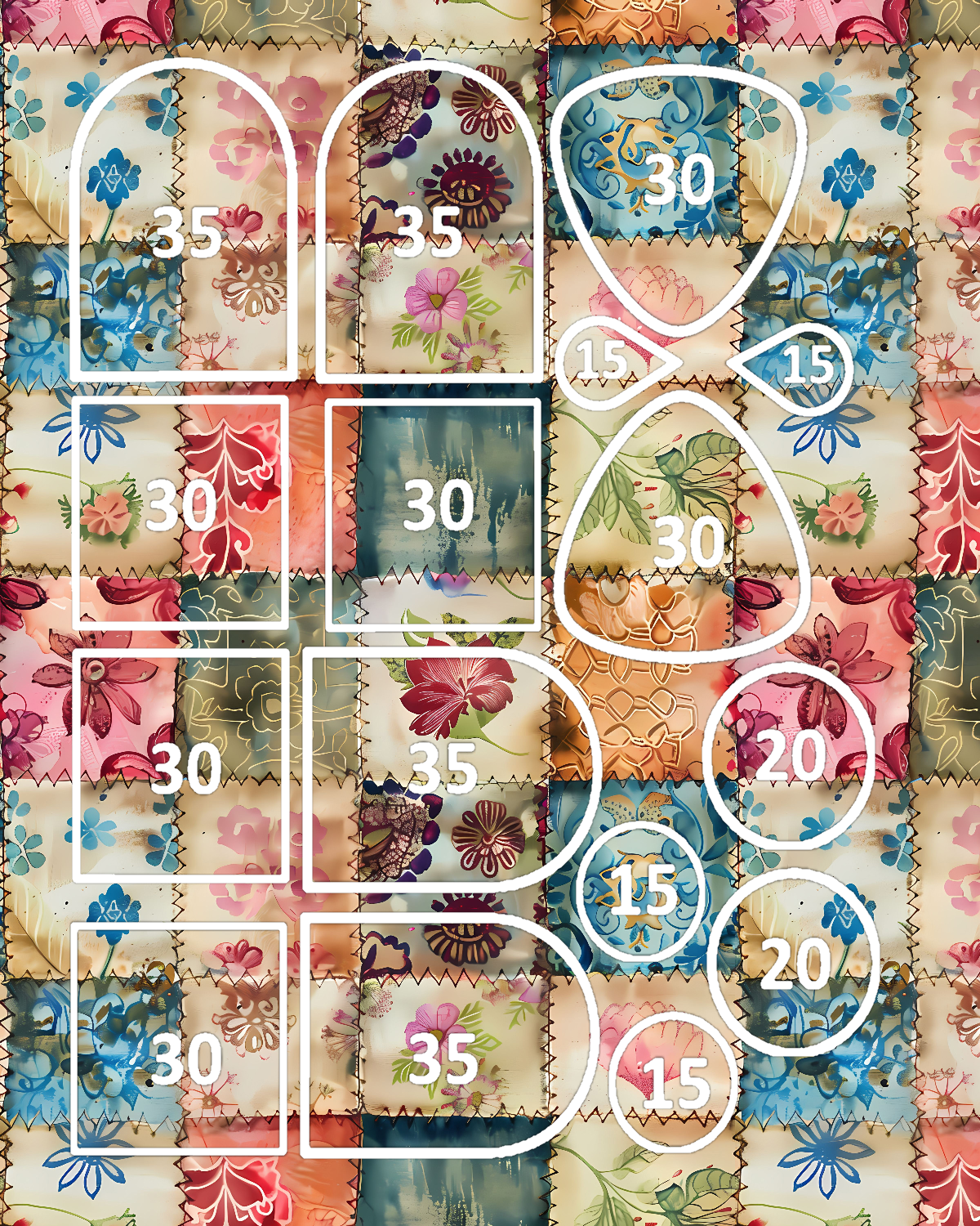 Floral Patchwork Polymer Clay Transfer Sheets | D887