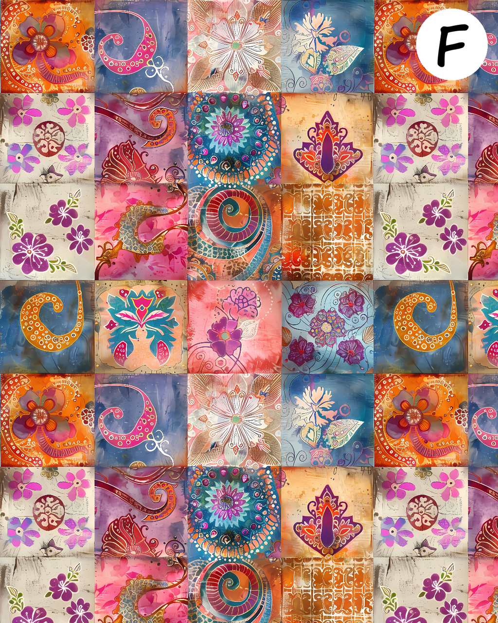 Floral Patchwork Polymer Clay Transfer Sheets | D887
