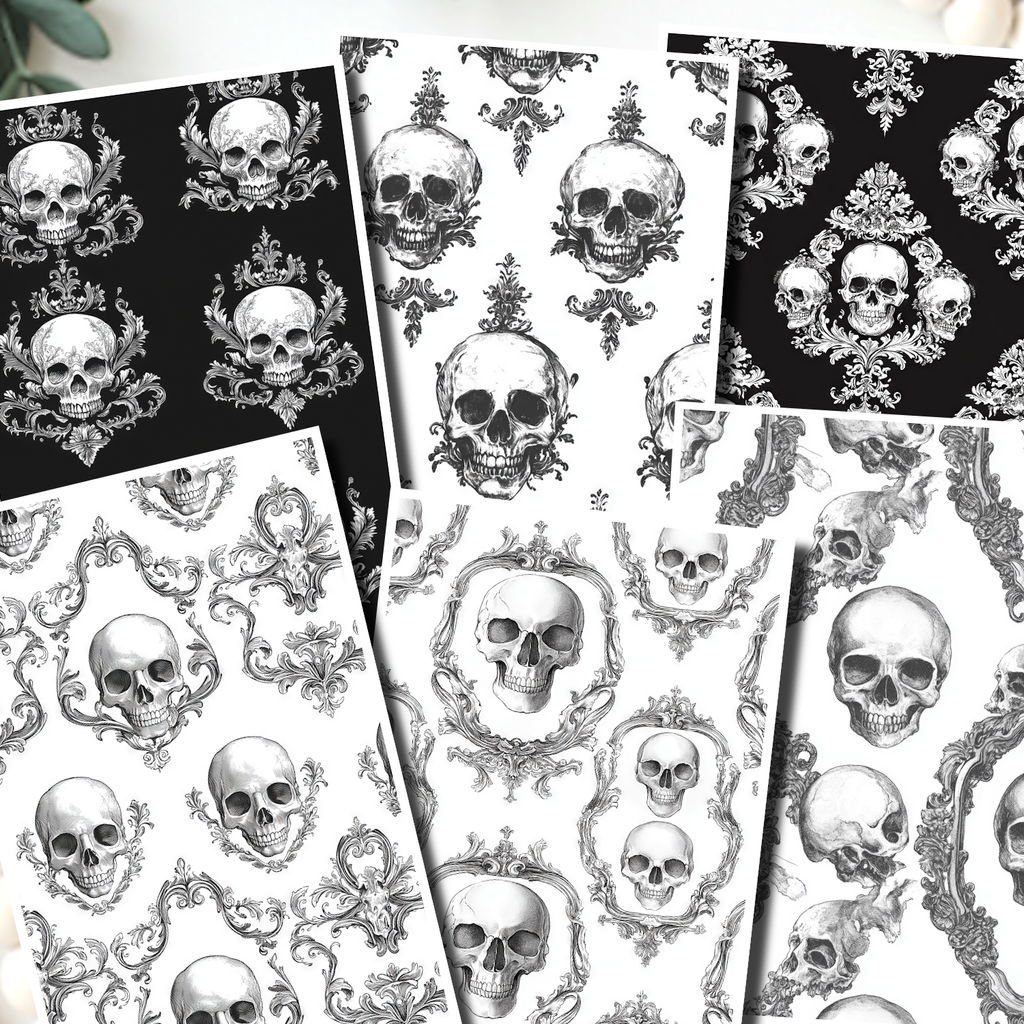 Gothic Skulls Polymer Clay Transfer Sheets | D894