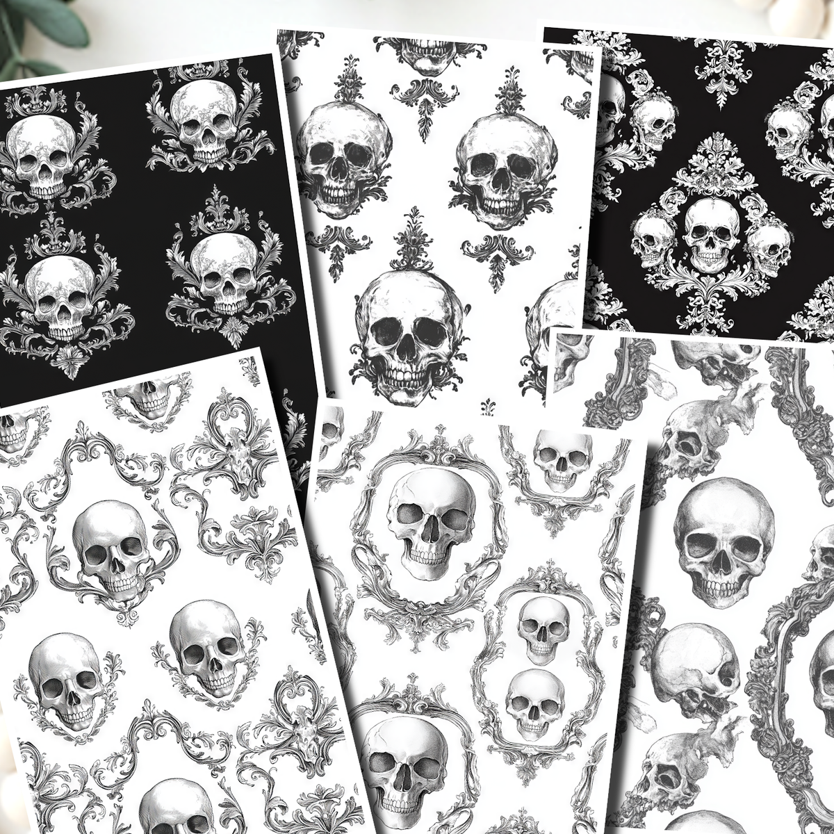 Gothic Skulls Polymer Clay Transfer Sheets | D894