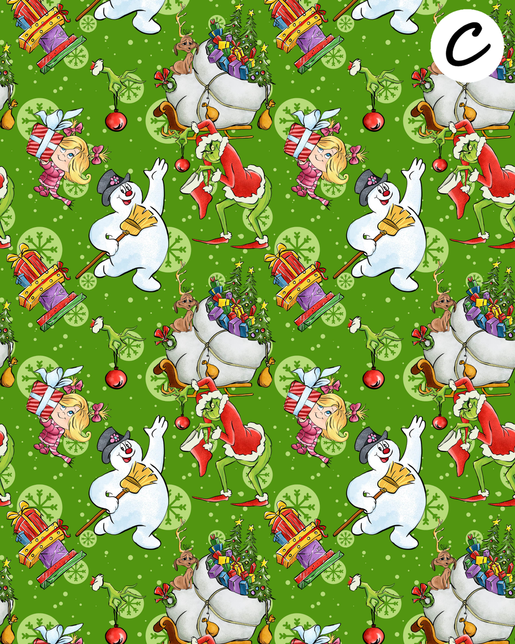 Grinch Christmas clay transfer sheet D895