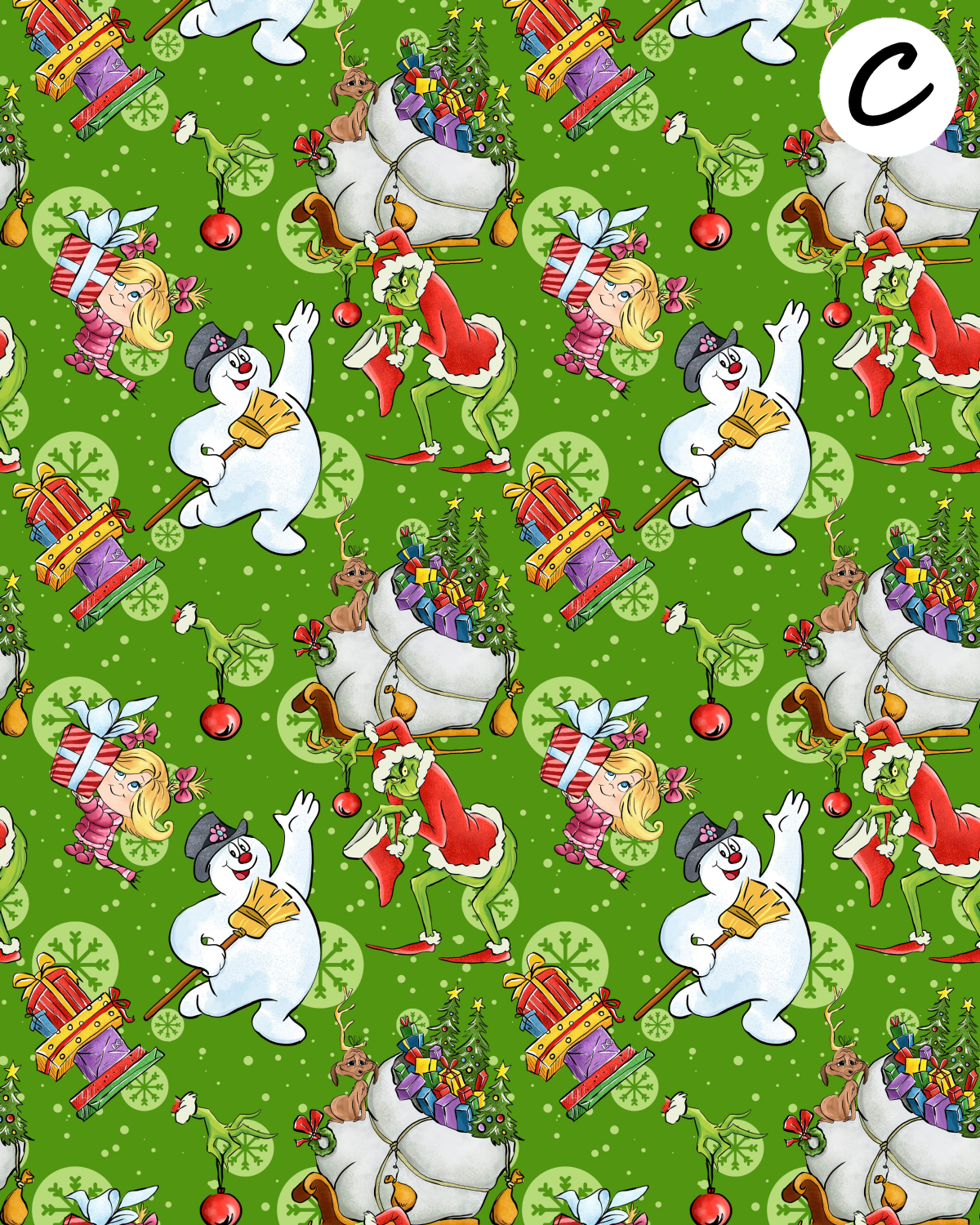 Grinch Christmas clay transfer sheet D895