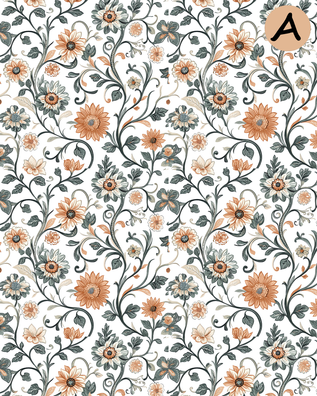 Jacobean Flowers Polymer Clay Transfer Sheets E902