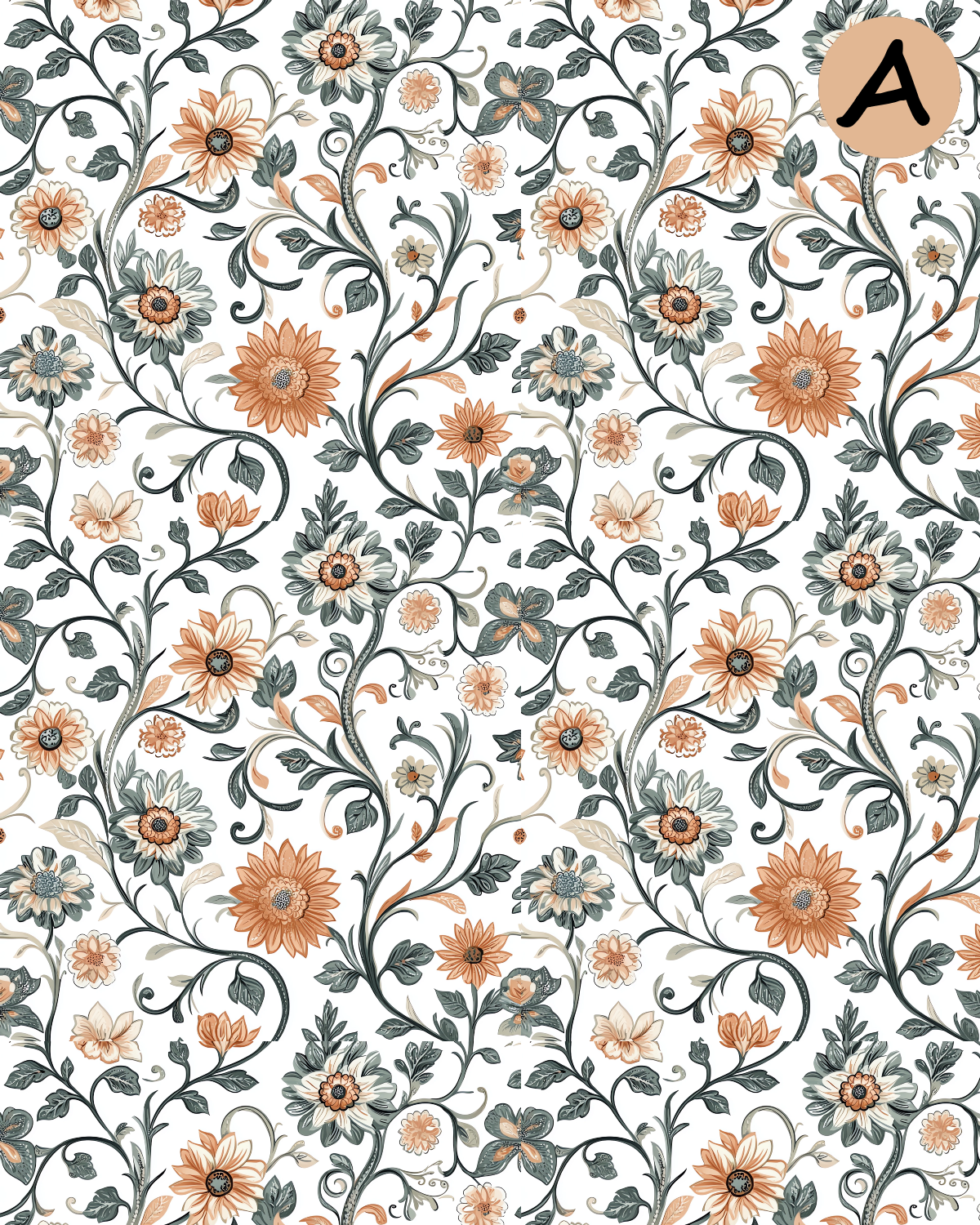 Jacobean Flowers Polymer Clay Transfer Sheets E902