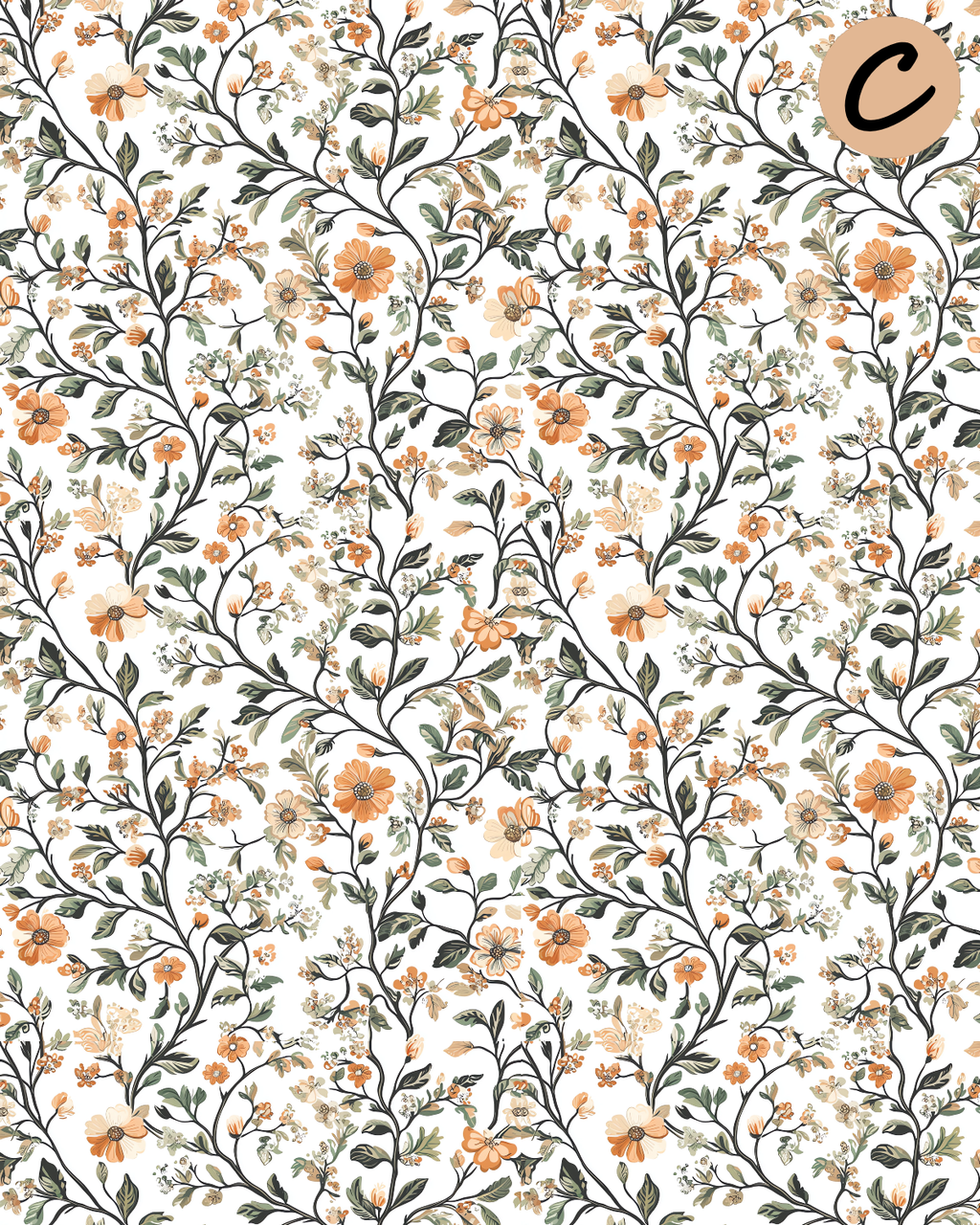 Jacobean Flowers Polymer Clay Transfer Sheets E902