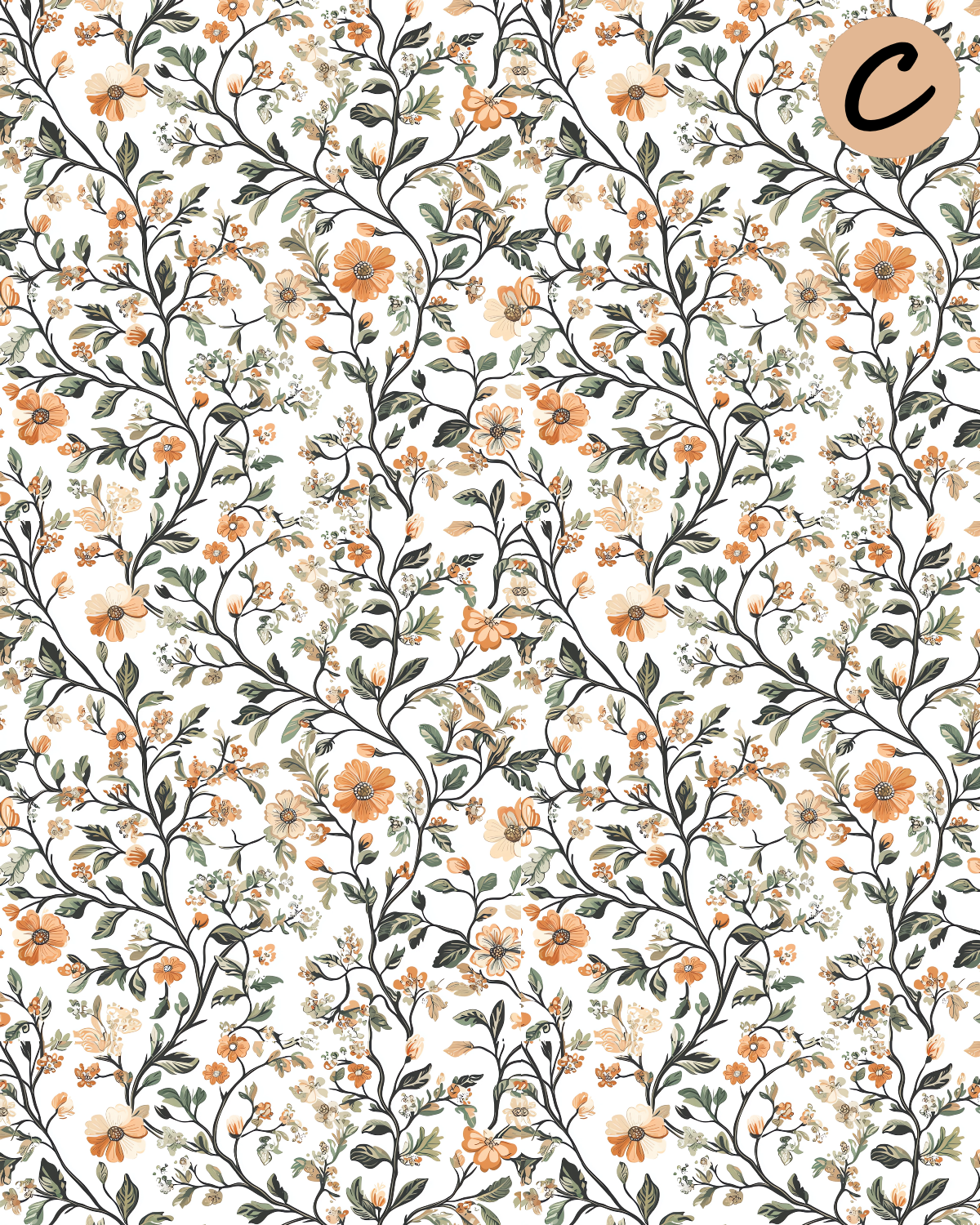 Jacobean Flowers Polymer Clay Transfer Sheets E902