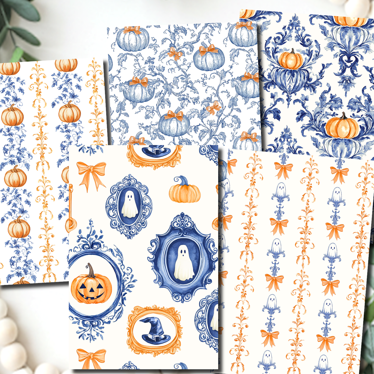 Damask Pumpkins Polymer Clay Transfer Sheets | E905