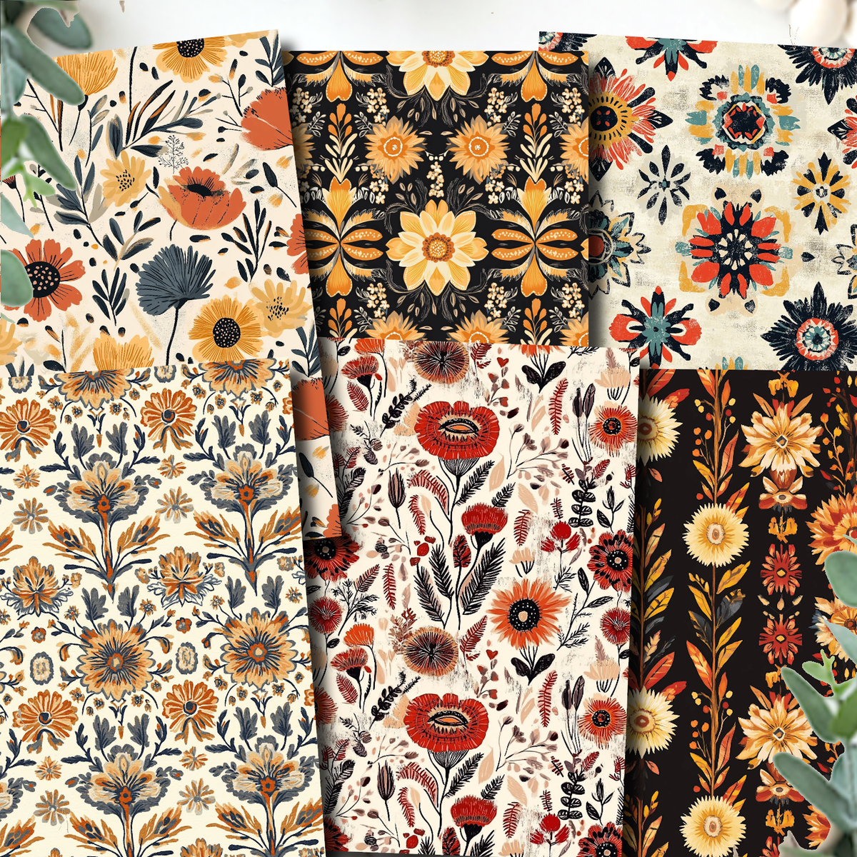 Boho Western Floral Polymer Clay Transfer Sheets | E911