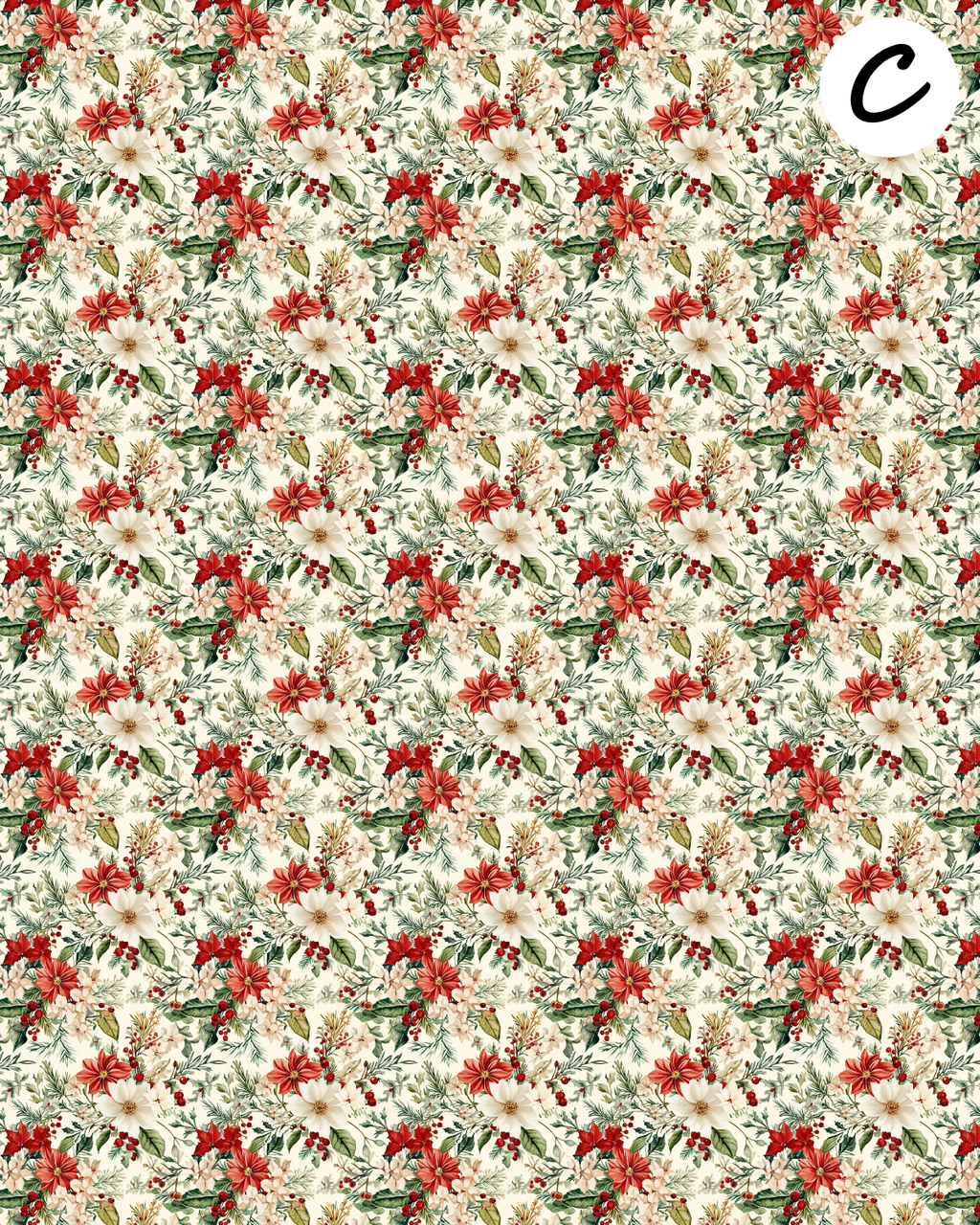 Christmas Florals clay transfer sheet E941