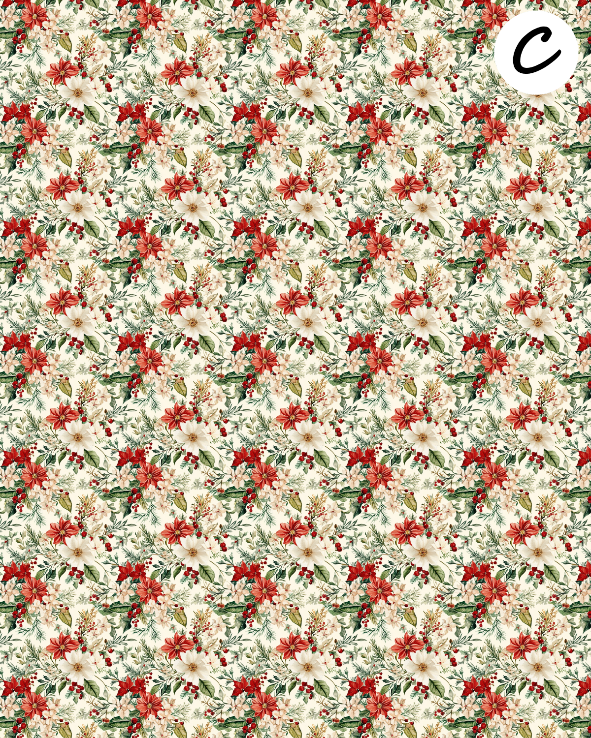 Christmas Florals clay transfer sheet E941