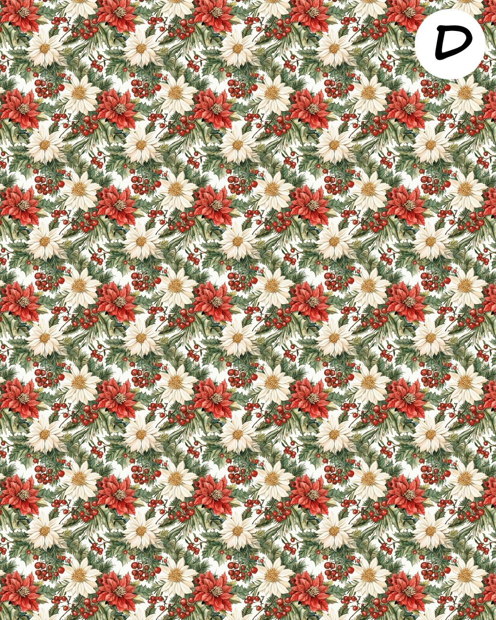Christmas Florals clay transfer sheet E941