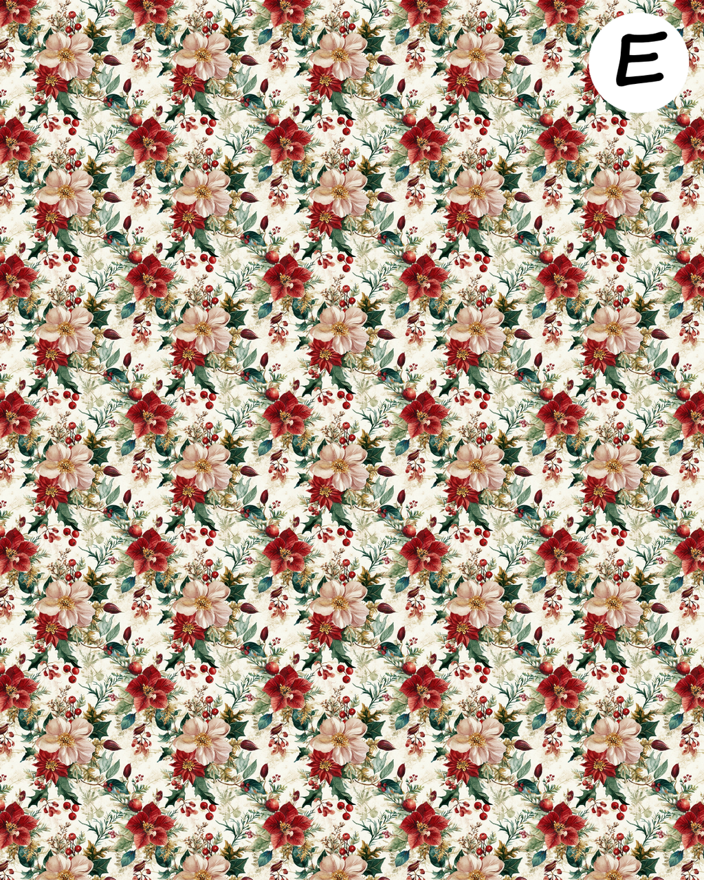 Christmas Florals clay transfer sheet E941