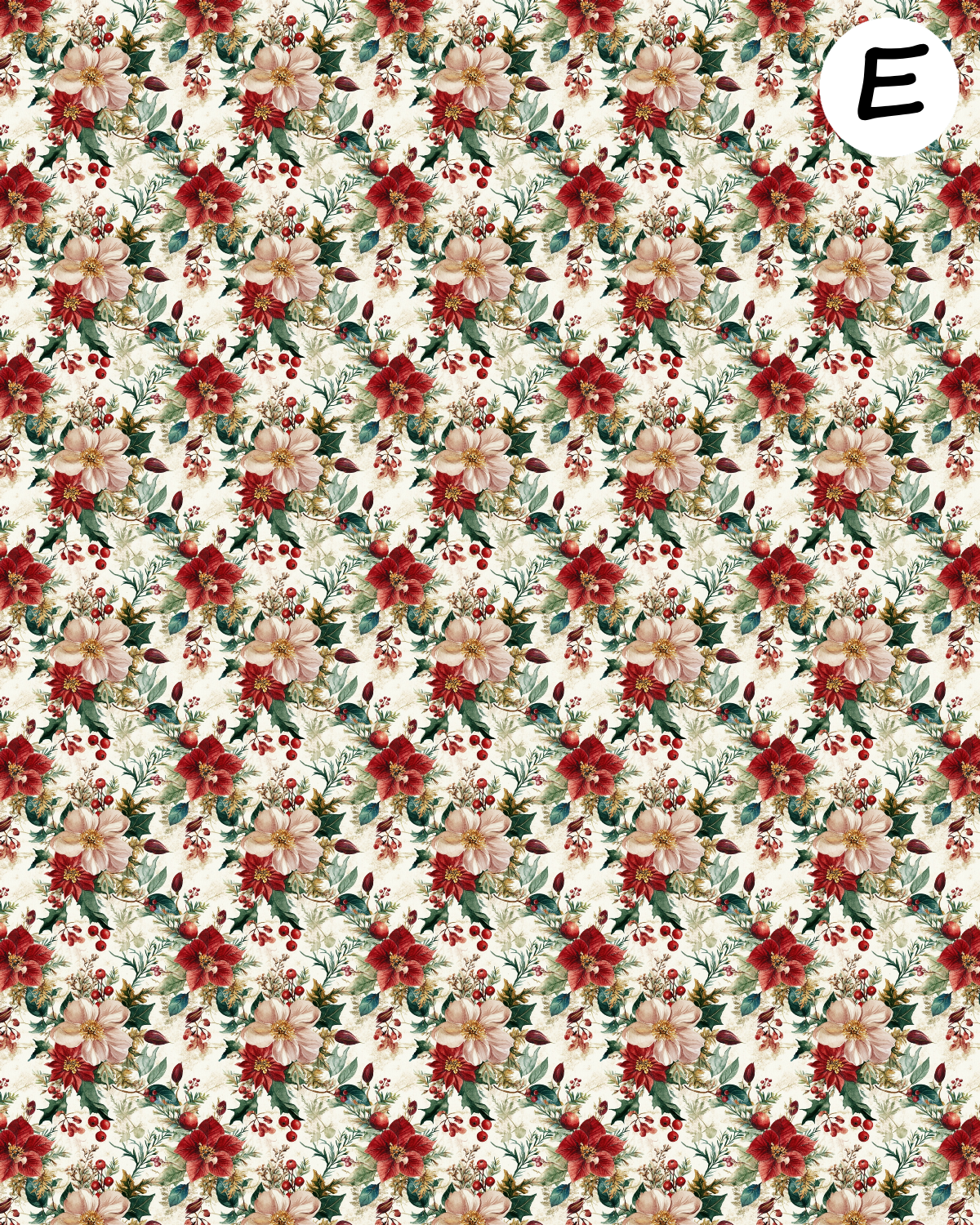 Christmas Florals clay transfer sheet E941