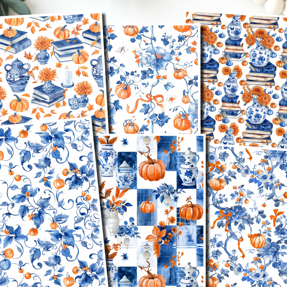Fall Chinoiserie Polymer Clay Transfer Sheets | E943