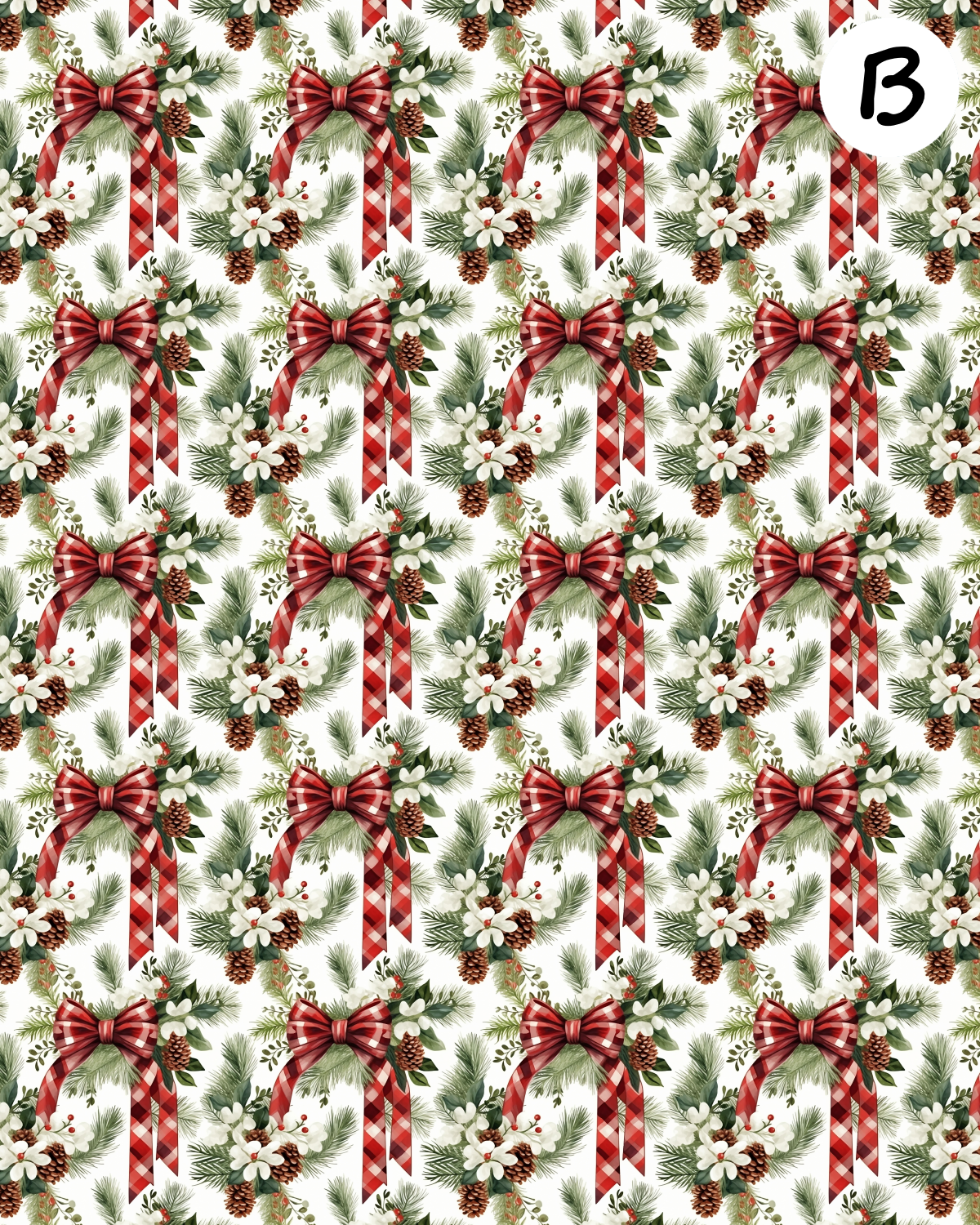 Christmas Red Bows clay transfer sheet  E949