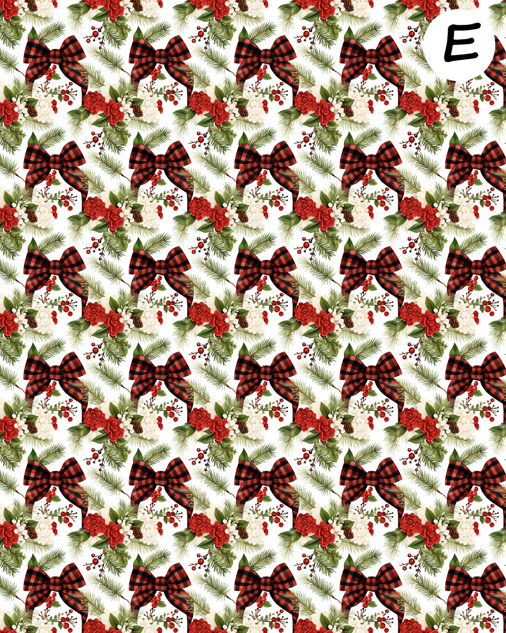 Christmas Red Bows clay transfer sheet  E949