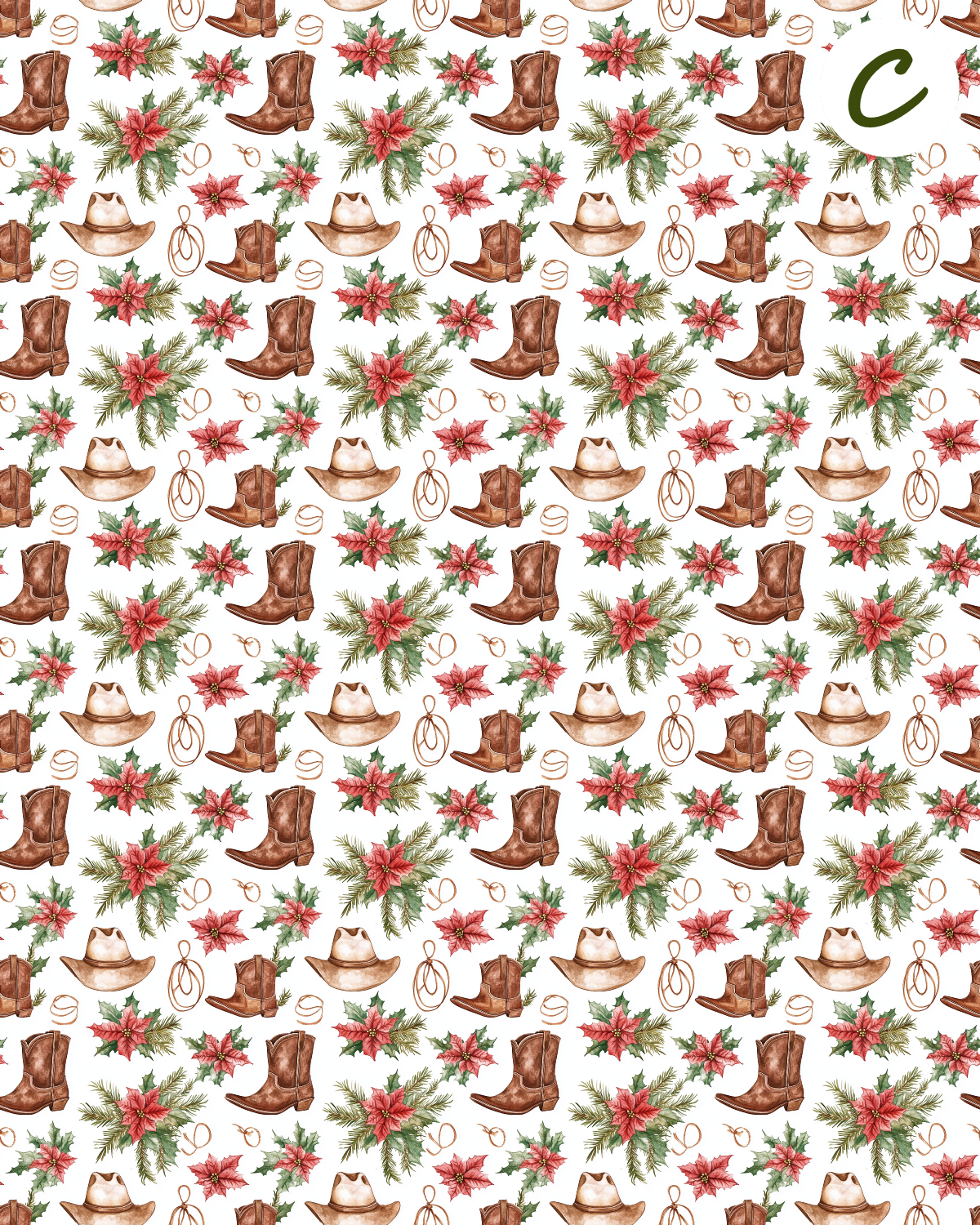Western Christmas clay transfer sheet E950