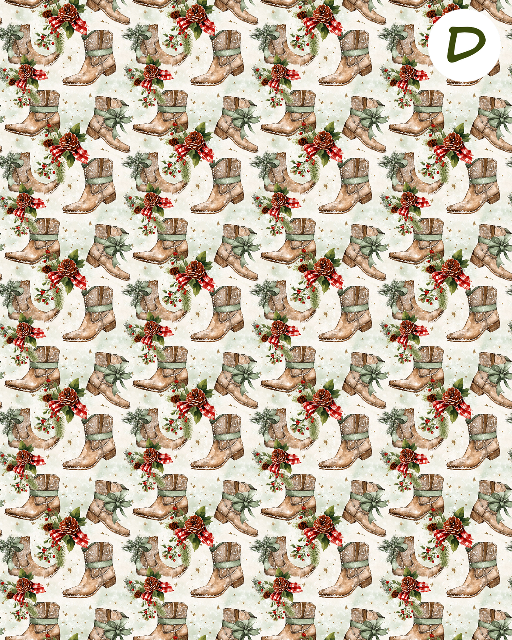 Western Christmas clay transfer sheet E950