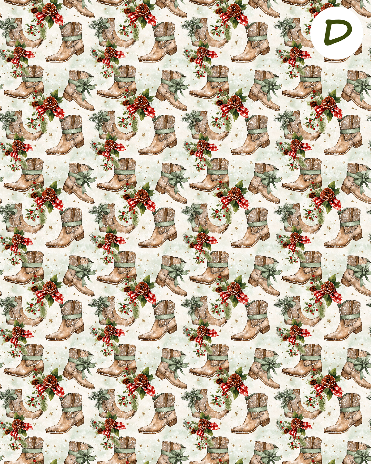 Western Christmas clay transfer sheet E950