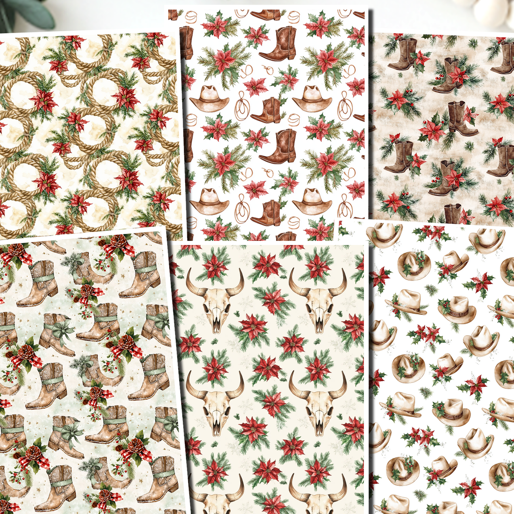 Western Christmas clay transfer sheet E950