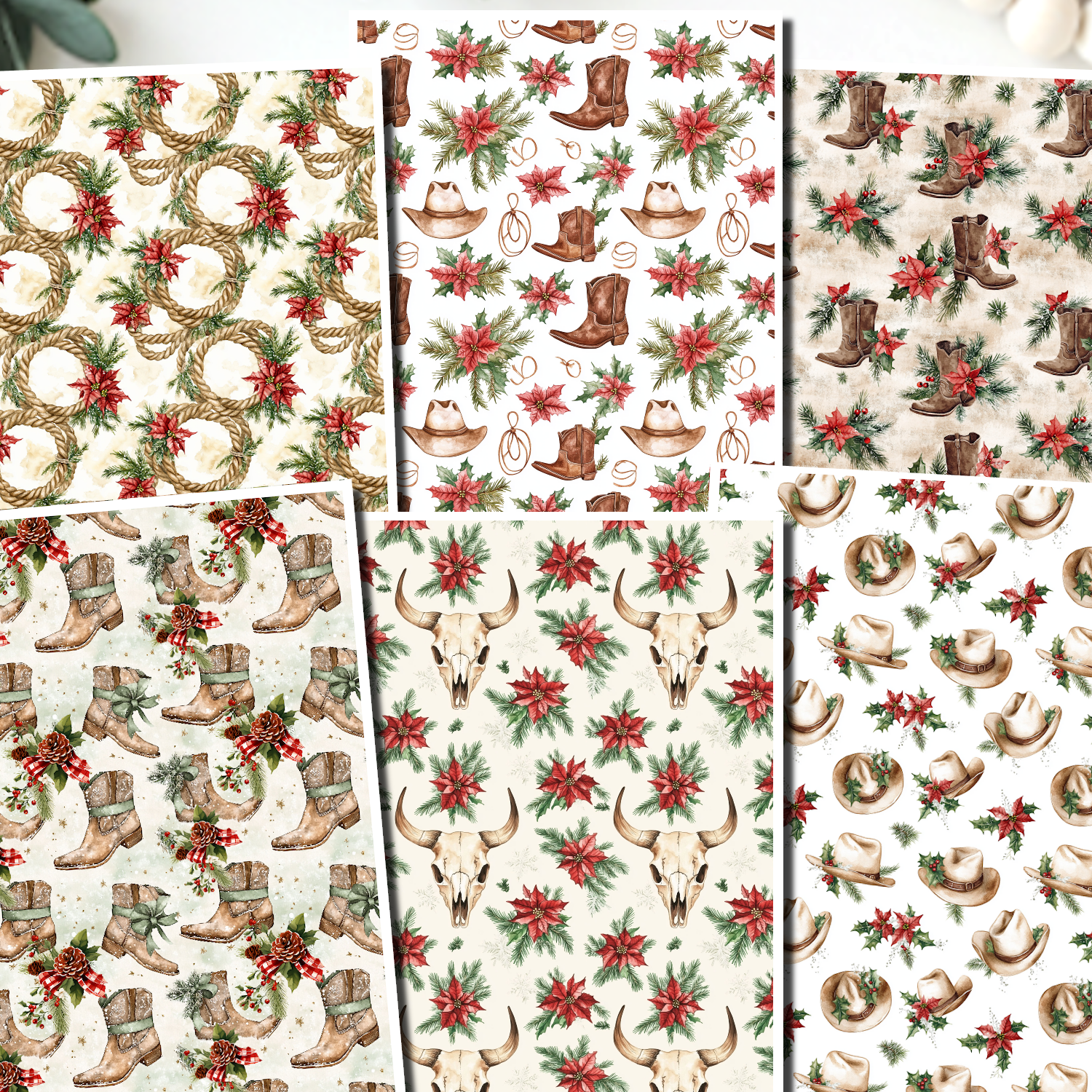 Western Christmas clay transfer sheet E950