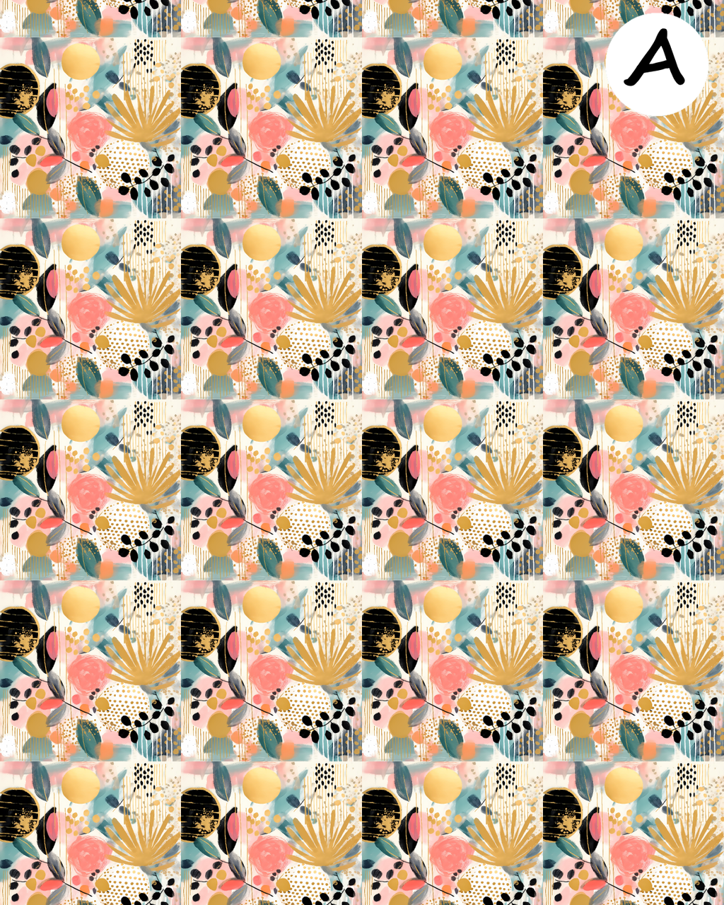 Abstract Florals water transfer sheet for Polymer clay E954