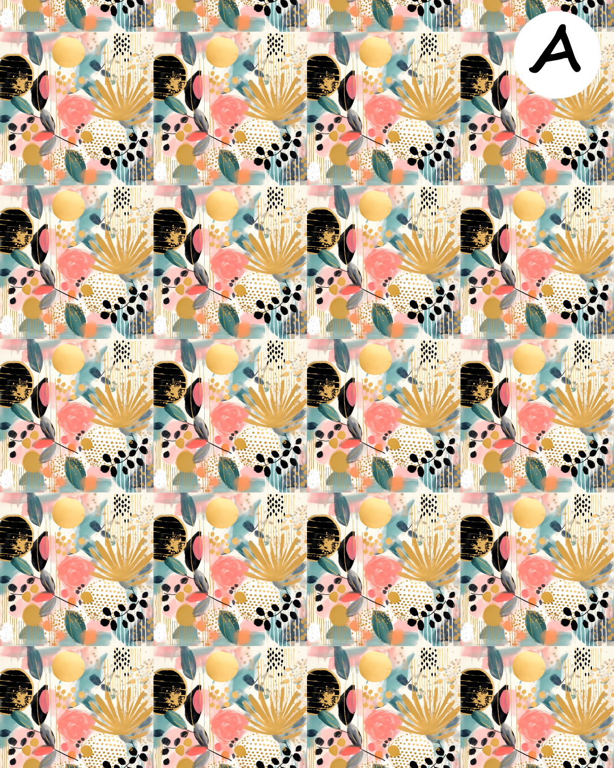 Abstract Florals water transfer sheet for Polymer clay E954