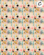 Abstract Florals water transfer sheet for Polymer clay E954