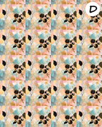 Abstract Florals water transfer sheet for Polymer clay E954