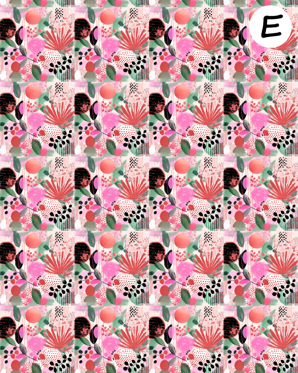 Abstract Florals water transfer sheet for Polymer clay E954