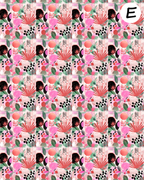 Abstract Florals water transfer sheet for Polymer clay E954