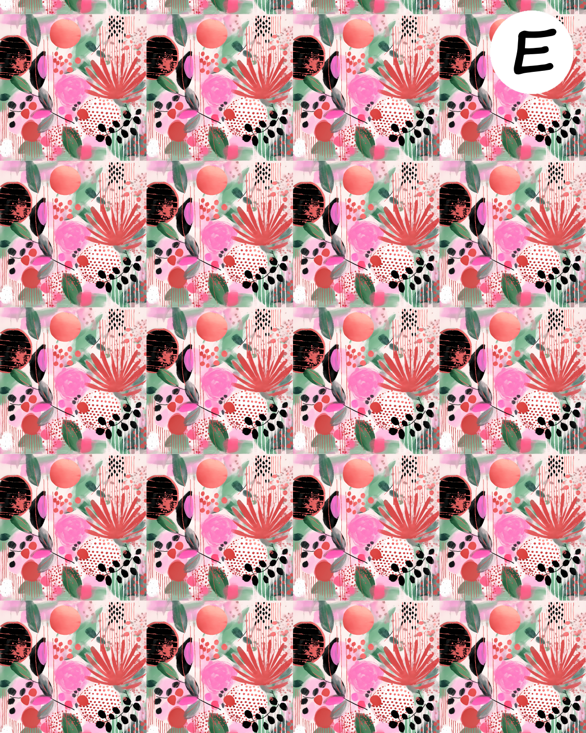 Abstract Florals water transfer sheet for Polymer clay E954