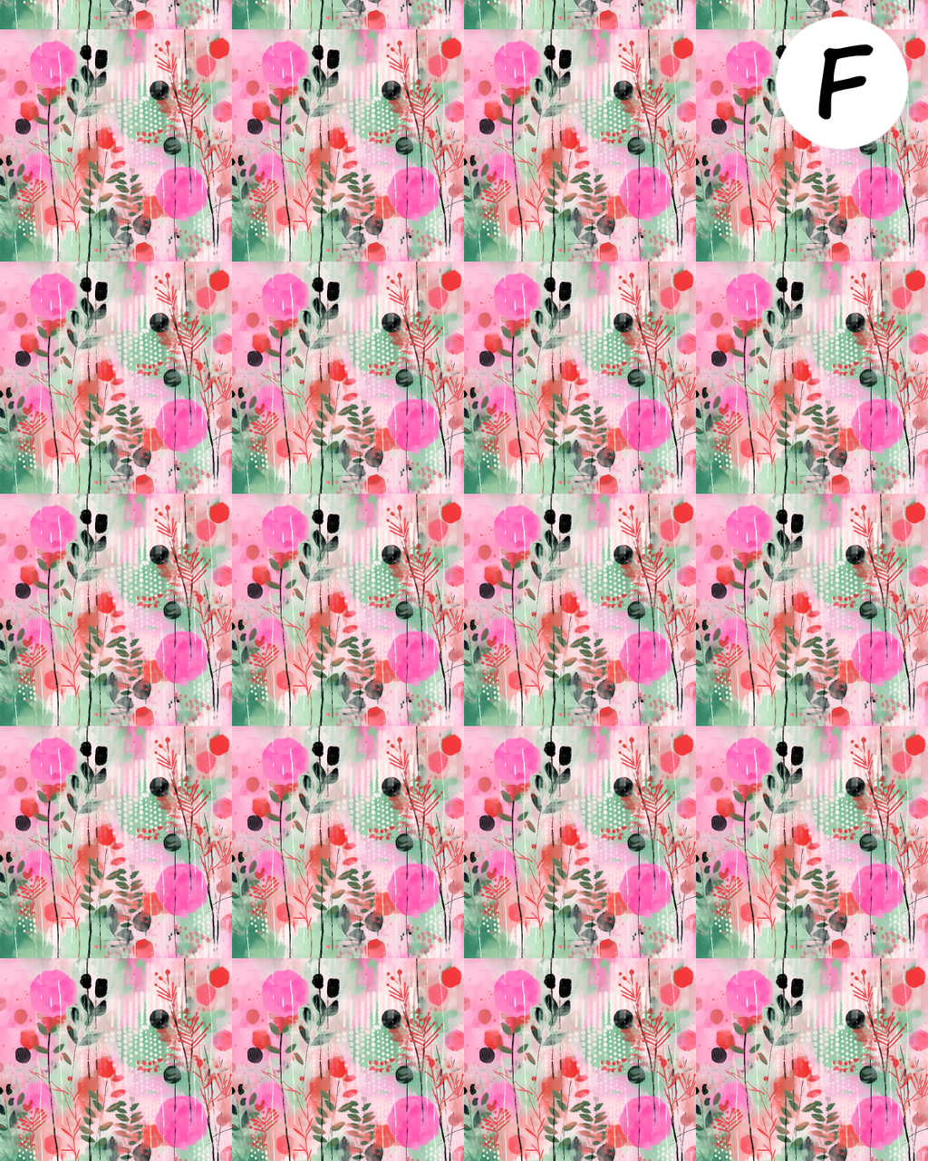Abstract Florals water transfer sheet for Polymer clay E954