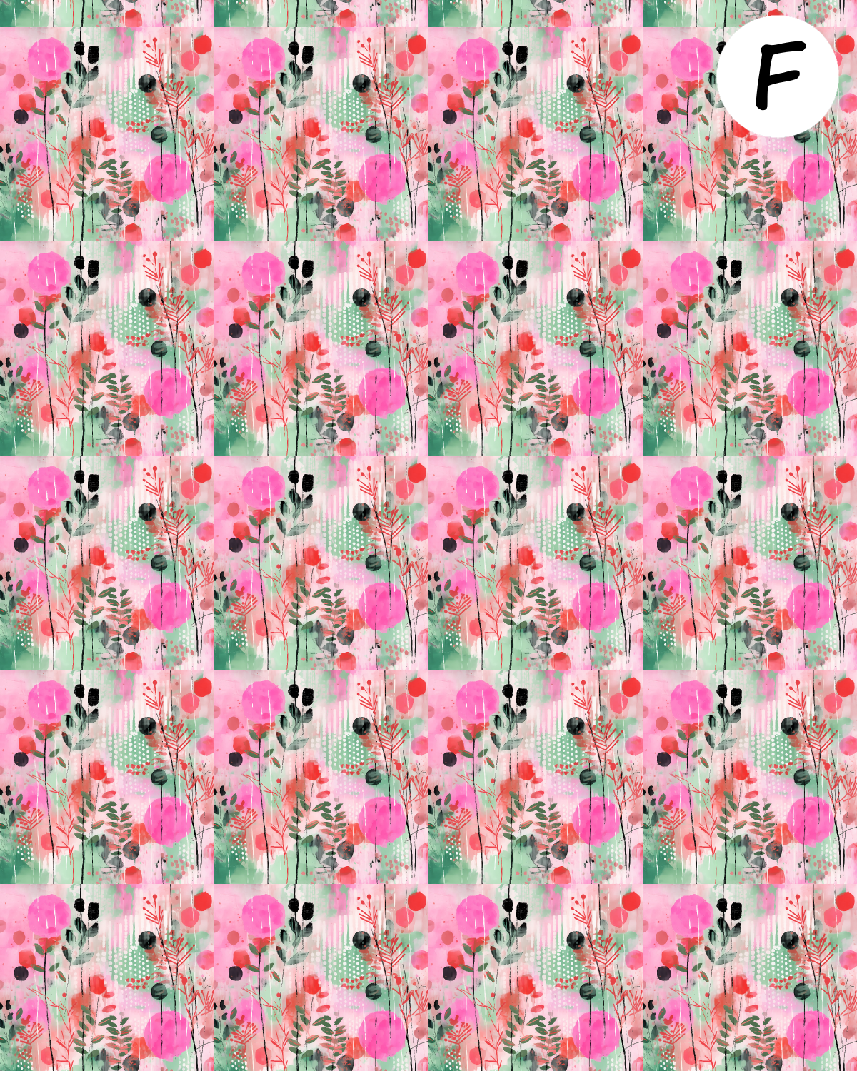 Abstract Florals water transfer sheet for Polymer clay E954