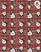 Christmas Plaid Poinsettias clay transfer sheet E957