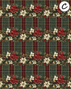 Christmas Plaid Poinsettias clay transfer sheet E957