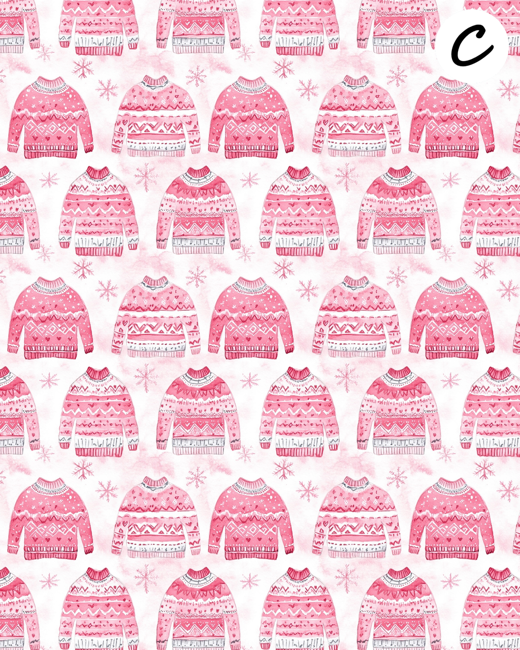 Pink Winter clay transfer sheet E960